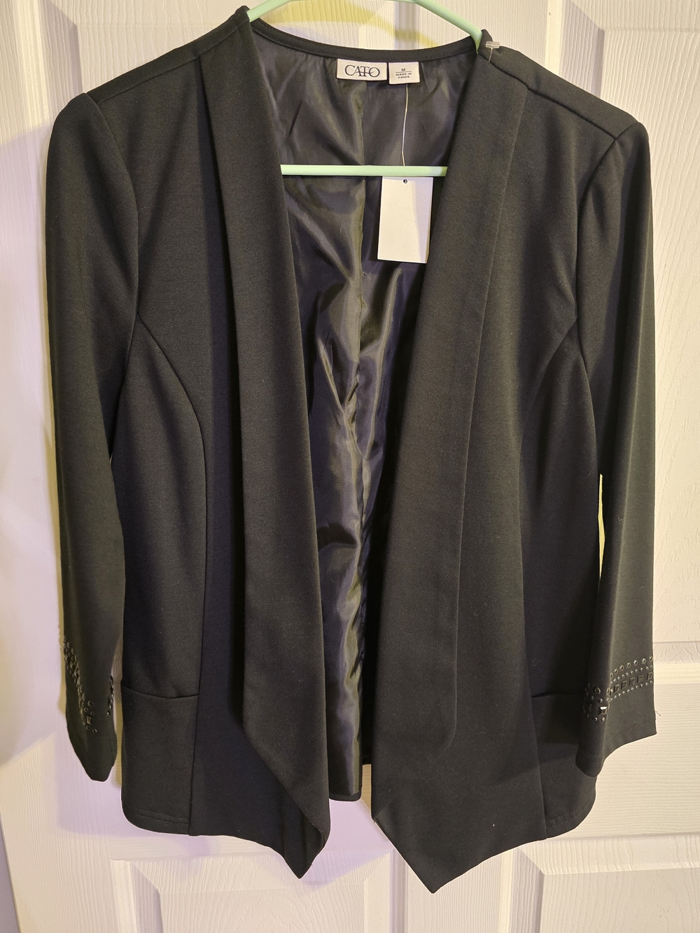 Cato Black Draped Open-Front Women's Blazer
